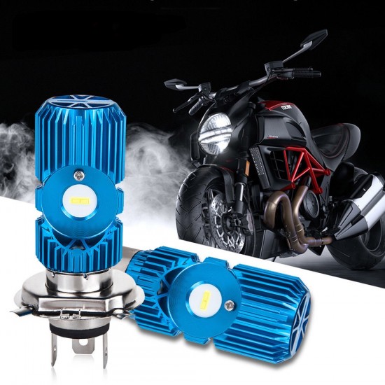H4 Motorcycle LED Headlight Bulb Lamp DC 12V 2400Lm-Blue